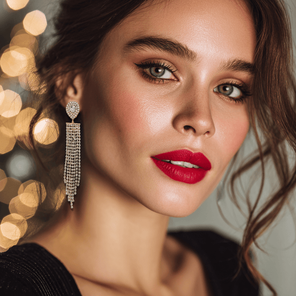 Clip Earrings Long Strass Glam | Gold - Muze Earrings