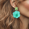Clip Earrings Minty Green Flower | Gold - Muze Earrings