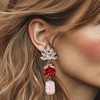Clip Earrings Pink Red Glam | Gold - Muze Earrings
