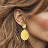Clip Earrings Yellow Jade | Gold - Muze Earrings