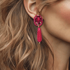 Clip Fuchsia Agate Earrings | Gold - Muze Earrings