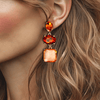 Clip Orange Crystal Earrings | Gold - Muze Earrings