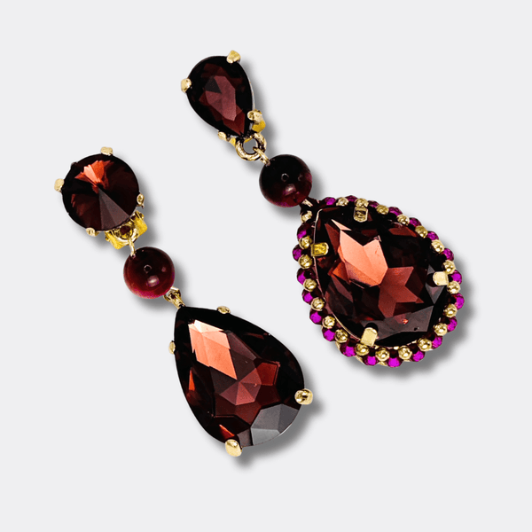 Clips Burgundy Tigereye | Gold - Muze Earrings
