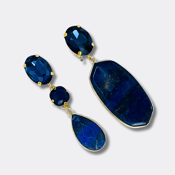 Clips Lapis Lazuli | Gold - Muze Earrings