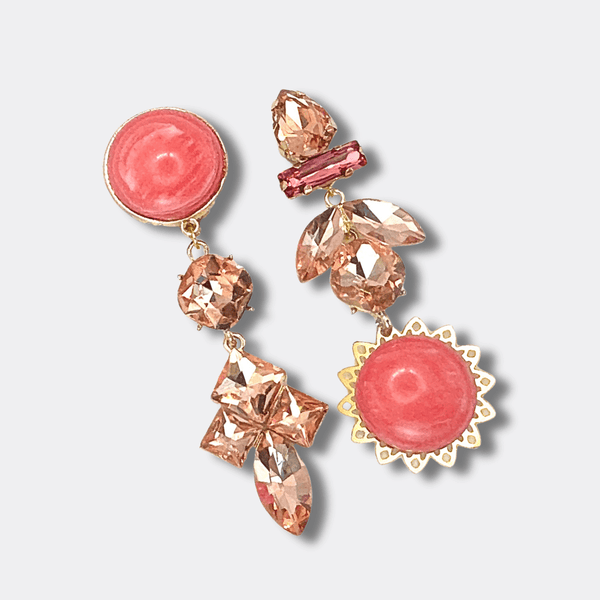 Clips Peach Agate | Gold - Muze Earrings