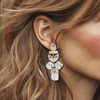 Clips White Opal | Gold - Muze Earrings