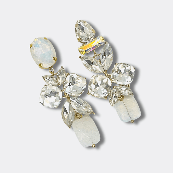 Clips White Opal | Gold - Muze Earrings