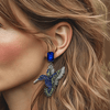 Cobalt Hummingbird Spring | Silver - Muze Earrings