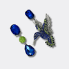 Cobalt Hummingbird Spring | Silver - Muze Earrings