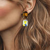 Cognac AB Crystal Earrings | Gold - Muze Earrings