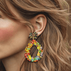 Colorful Festival Flowers | Gold - Muze Earrings