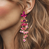 Crystal Fuchsia Flower Earrings | Gold - Muze Earrings