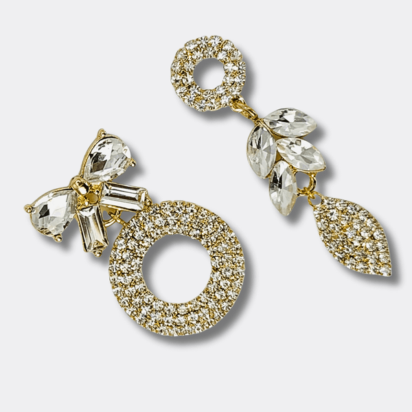 Crystal Strass Bow Earrings | Gold - Muze Earrings