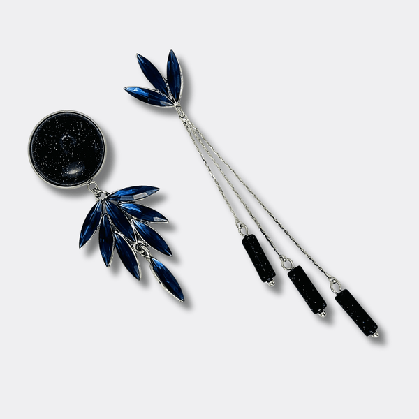 Dark Blue Sandstone Earrings II | Silver - Muze Earrings