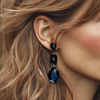 Dark Blue Sandstone Earrings | Silver - Muze Earrings
