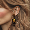 Dark Brown Crystal Earrings | Gold - Muze Earrings