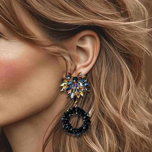 Dark Green Purple AB Earrings | Gold - Muze Earrings