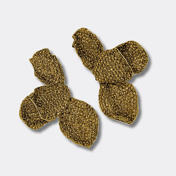 Floral Champagne Strass Earrings | Gold - Muze Earrings