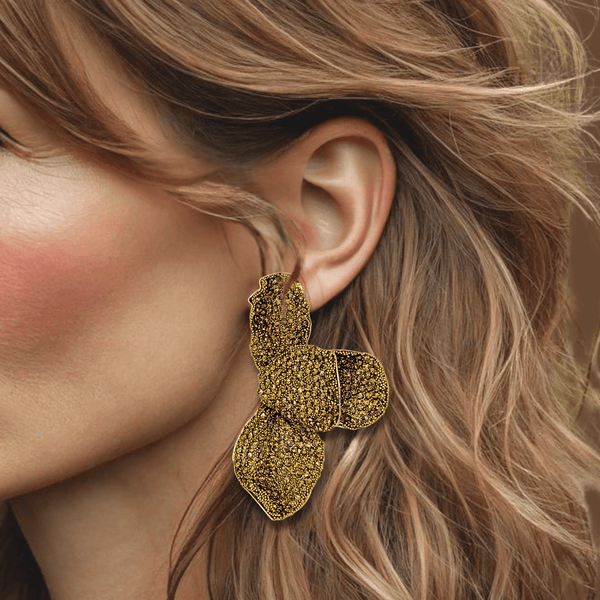 Floral Champagne Strass Earrings | Gold - Muze Earrings