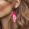 Fuchsia Festival Wings Earrings | Gold - Muze Earrings