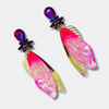 Fuchsia Festival Wings Earrings | Gold - Muze Earrings