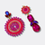 Fuchsia Flower Beads Earrings | Gold - Muze Earrings