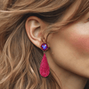 Fuchsia Strass Drop Earrings | Silver - Muze Earrings
