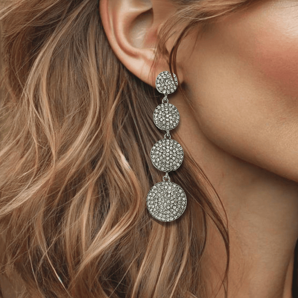Glitters Strass Earrings | Silver - Muze Earrings