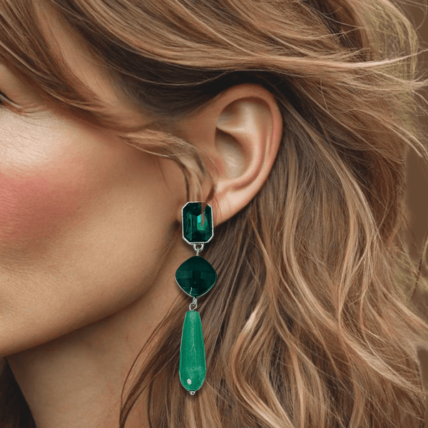 Green Aventurine Crystal Earrings | Silver - Muze Earrings