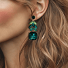 Green Bronze Leaf Earrings | Gold - Muze Earrings