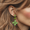 Green Crystal Flower Earrings | Gold - Muze Earrings