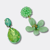Green Flower Earrings | Gold - Muze Earrings