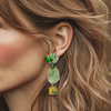 Green Stripe Agate Earrings | Gold - Muze Earrings