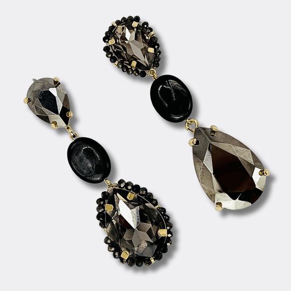 Grey Hypersthene Earrings | Gold - Muze Earrings