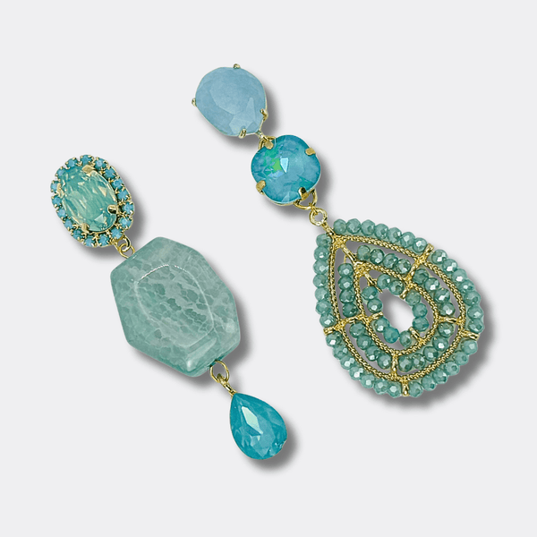 Ice Blue Agate Earrings | Gold - Muze Earrings