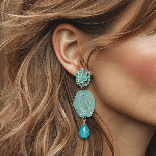 Ice Blue Agate Earrings | Gold - Muze Earrings