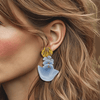 Light Blue Coral Earrings | Gold - Muze Earrings