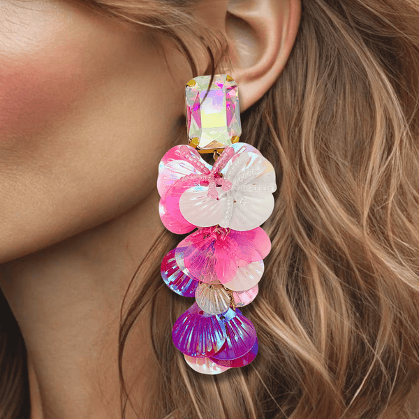 Light Fluorescent Shells Earrings | Gold - Muze Earrings