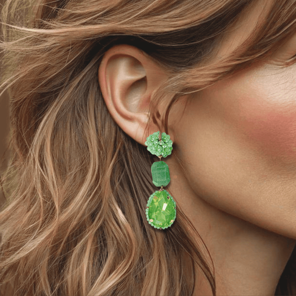 Light Green Aventurine Earrings | Gold - Muze Earrings