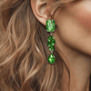 Light Green Crystal Earrings | Silver - Muze Earrings