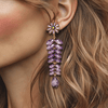 Lilac Crystal Glam II Earrings | Gold - Muze Earrings
