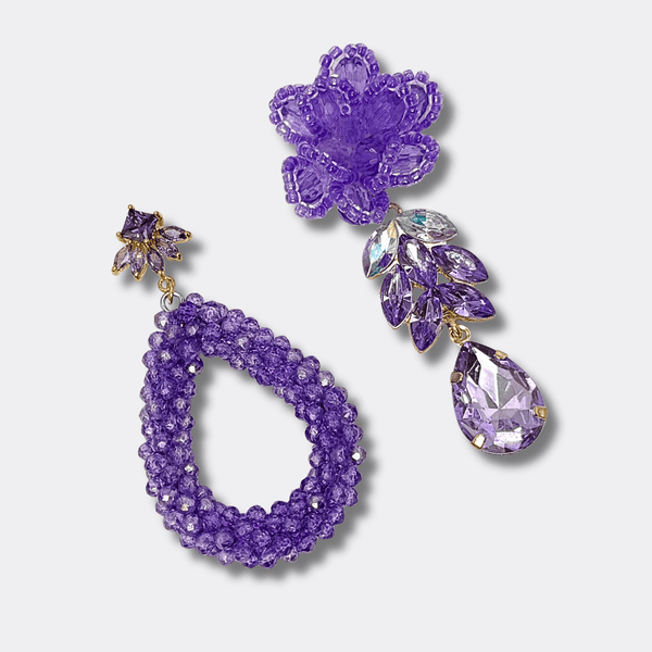 Lilac Facet Flower Earrings | Gold - Muze Earrings