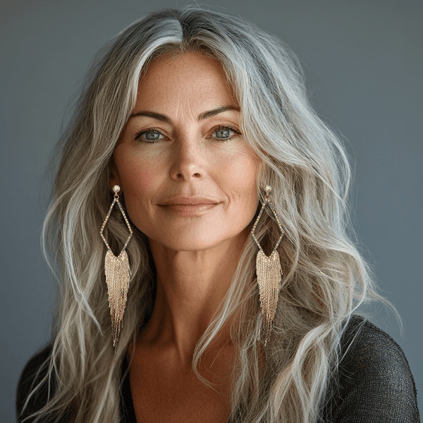 Long AB Strass Earrings | Gold - Muze Earrings