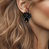 Long Black Crystal Earrings | Gold - Muze Earrings