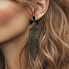 Long Black Strass Earrings | Gold - Muze Earrings