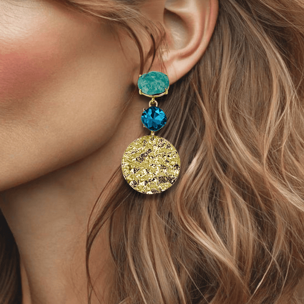 Long Blue Apatite Earrings | Gold - Muze Earrings