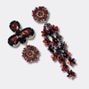Long Burgundy Flowers Earrings | Gold - Muze Earrings