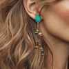 Long Colorful Gems Earrings | Gold - Muze Earrings