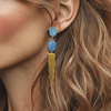 Long Pastel Blue Gem Earrings | Gold - Muze Earrings
