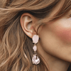 Long Pink Opal Quartz Earrings | Gold - Muze Earrings